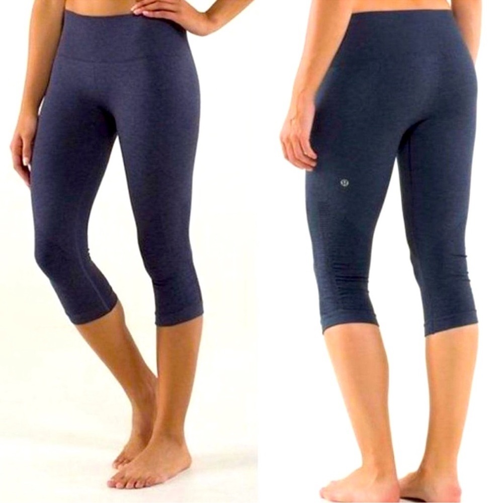 Lululemon In The Flow Crop II Navy Inkwell Leggings Tights